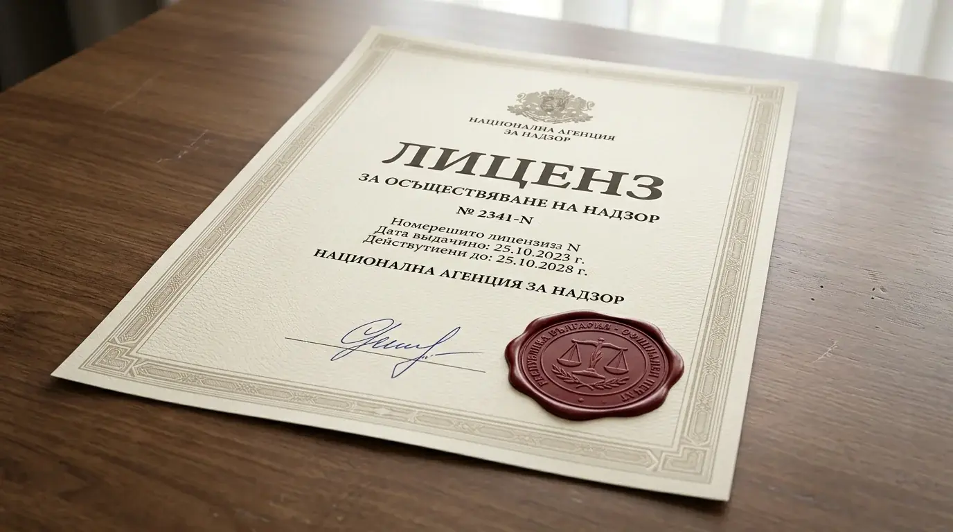 Официален лицензен печат символизира държавния надзор