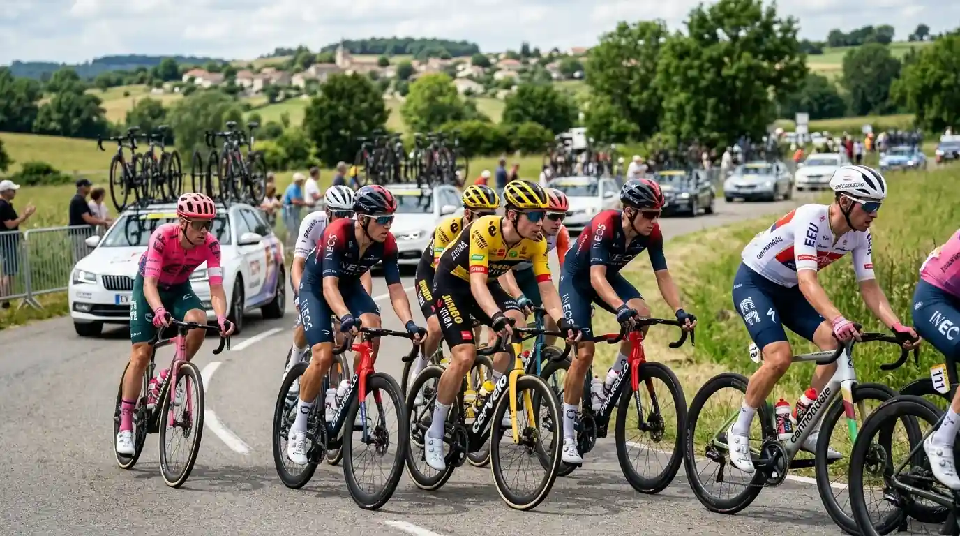 Колоездачи от водещи WorldTour отбори карат заедно в пелотона