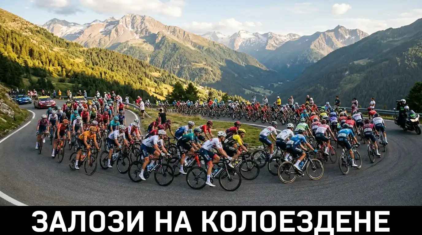 Пелотон в планински етап на голяма колоездачна обиколка
